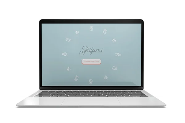Écran d'accueil du jeu web Shifumi affiché sur un ordinateur portable